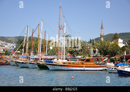 Vista sul porto, Bodrum, Penisola di Bodrum, Provincia di Mugla, Repubblica di Türkiye Foto Stock