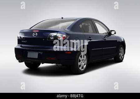 2009 Mazda MAZDA3 Sport in blu - angolo posteriore vista Foto Stock