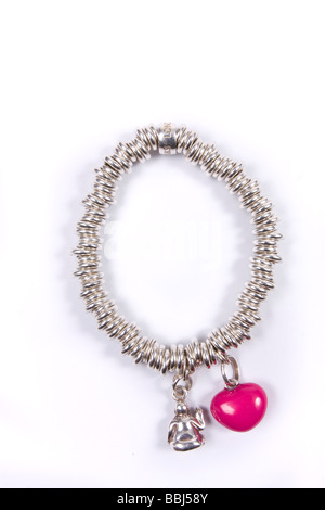 Links di Londra sterling silver sweetie fascino braccialetto e cuore rosa fascino e buddah Foto Stock