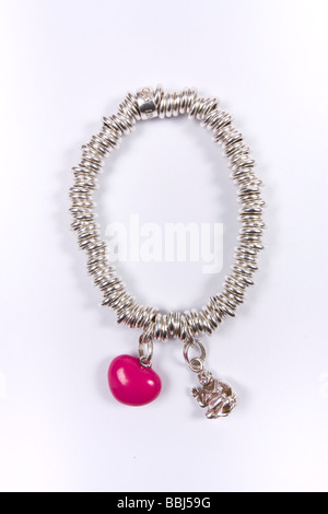 Links di Londra sterling silver sweetie fascino braccialetto e cuore rosa fascino e buddah Foto Stock