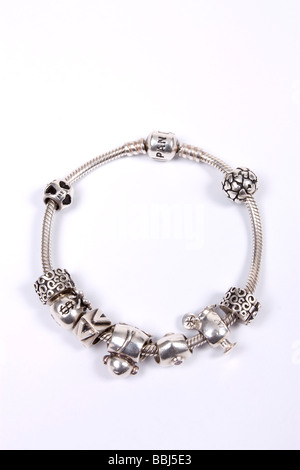 Sterling Silver Pandora fascino bracciale con charms Foto Stock