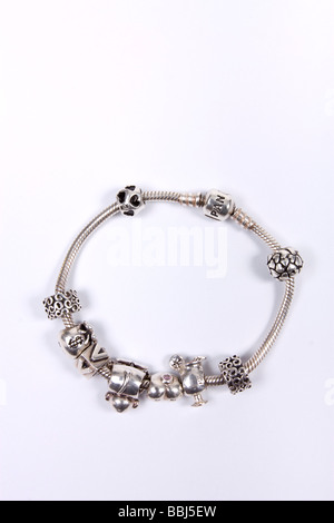 Sterling Silver Pandora fascino bracciale con charms Foto Stock