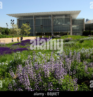 Il nuovo Art Institute di Chicago visto da Lurie giardino nel centro della citta'. Chicago Illinois USA Foto Stock