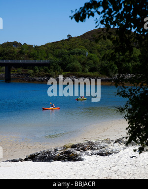 Argento spiaggia sabbiosa, Fiume Morar, Lochaber, Scotland, Regno Unito, Europa Foto Stock