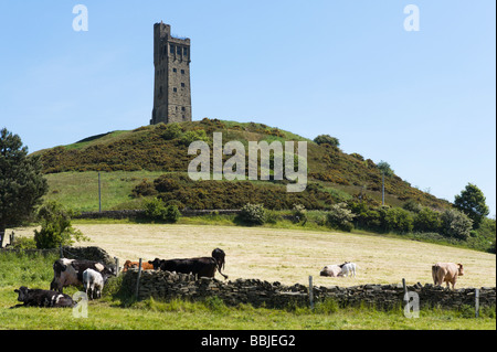 Victoria torre sulla collina del castello, Huddersfield, West Yorkshire, Inghilterra Foto Stock