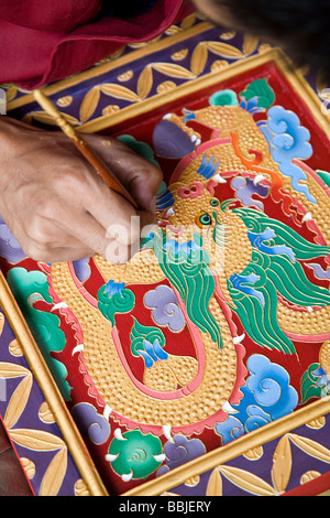 Thangka pittura. Norbulingka Istituto. Vicino a Dharamsala. Himachal Pradesh. India Foto Stock