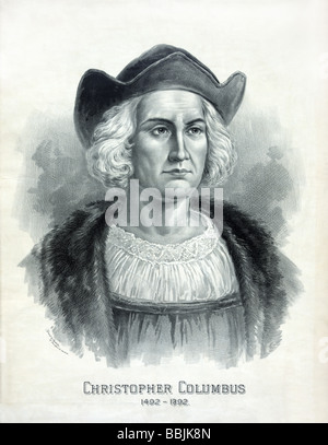 Ritratto di Christopher Columbus pubblicato c1892 da Girsch & Roehsler per contrassegnare il quattrocentesimo anniversario del suo sbarco in America. Foto Stock