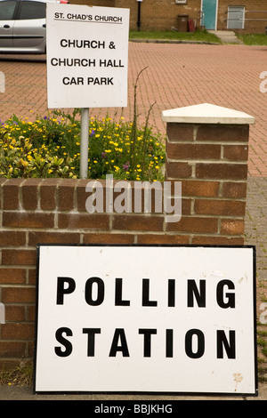 Un seggio in Inghilterra settentrionale è segnata per le elezioni del Parlamento europeo del giugno 2009. Foto Stock