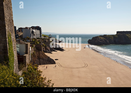 South Beach e Santa Caterina's island Tenby Pembrokeshire, Galles Foto Stock