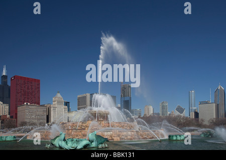 Chicago Illinois Buckingham Fountain di Grant Park Foto Stock