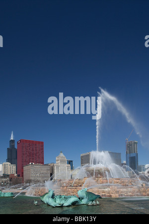 Chicago Illinois Buckingham Fountain di Grant Park Foto Stock