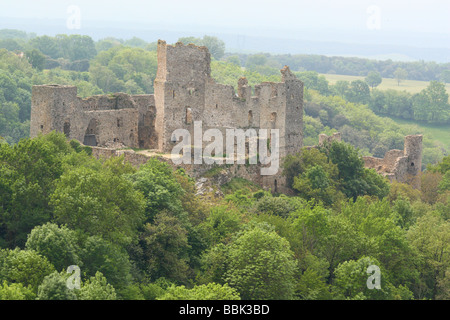 Rovinato fortezza Saissac Aude Languedoc-Roussillon Francia Foto Stock