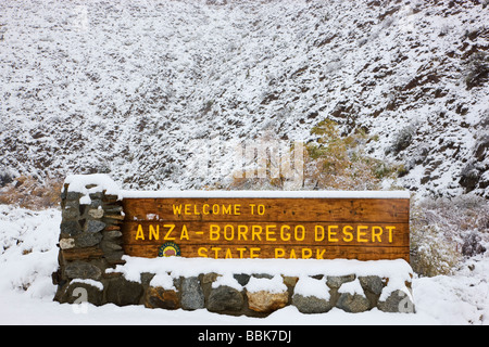 Segno nella neve in Anza Borrego Desert State Park California Foto Stock