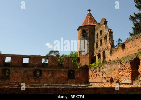 Rovine del castello teutonico in Szymbark, Warmian-Masurian voivodato, Polonia Foto Stock