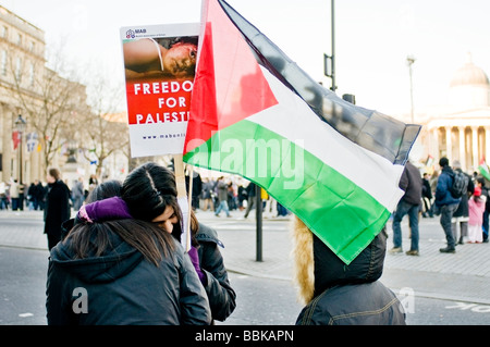 Manifestazione anti Israele a Londra Gennaio 2009 Pro manifesto palestinese contro l'occupazione israeliana della Palestina Foto Stock