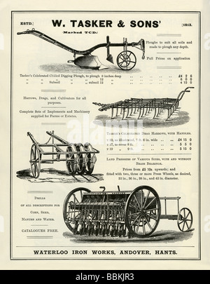 Annuncio di Victorian mail-Ordinazione catalogo per attrezzi agricoli, Tasker & Sons, Andover, Hampshire Foto Stock