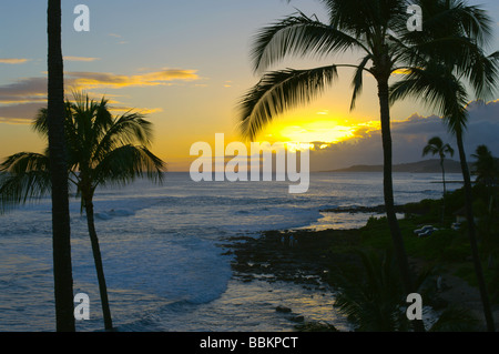 Sunset Poipu Kauai HI Foto Stock