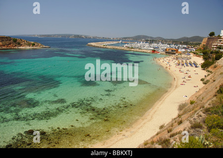 Vista della spiaggia, Portal Nous / Bendinat, Palma comune, Maiorca, isole Baleari, Spagna Foto Stock