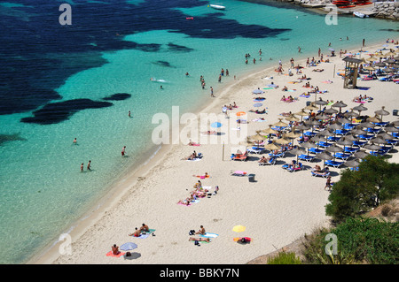 Vista della spiaggia, Portal Nous / Bendinat, Palma comune, Mallorca (Maiorca, isole Baleari, Spagna Foto Stock