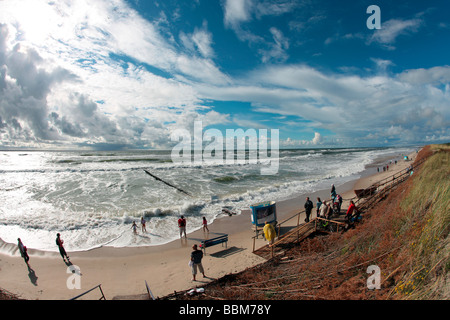 Spiaggia e duna riparata, costa baltica in Kuroeiu Nerija Parco Nazionale sul Curonian Spit in Lituania Foto Stock