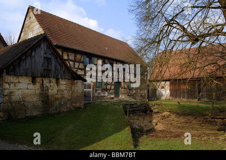 Vecchia fattoria della Franconia house, Tauchersreuth, Media Franconia, Baviera, Germania, Europa Foto Stock