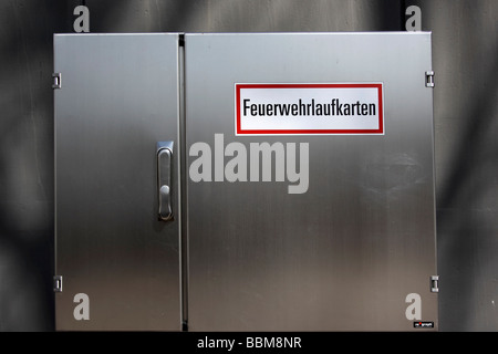 Scatola in metallo per allarme incendio diagrammi di layout Foto Stock