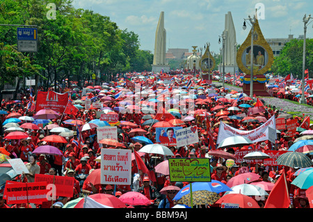 Thaksin Shinawatra seguaci dimostrando a Bangkok, Thailandia, Asia Foto Stock