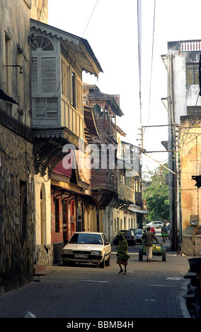 Ndia kuu scena città vecchia di Mombasa. Foto Stock