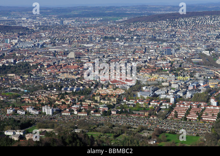 Vista dall'Uetliberg 'top di Zurigo', il punto di vista di Zurigo, per le case di Zurigo, Svizzera Foto Stock