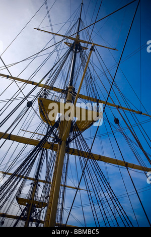 Il rigging su Fregatten Jylland Foto Stock