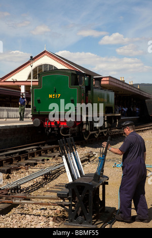 No. 17 il treno passeggeri Clansman 'Braeriach'. Strathspey restaurato Ferrovia a vapore locomotive, Boat of Garten stazione ferroviaria a vapore Aviemore, Foto Stock