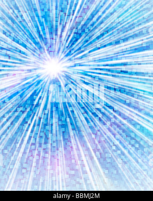 Abstract di luce solare con blu di sfondo selezionata, basso angolo di visione Foto Stock
