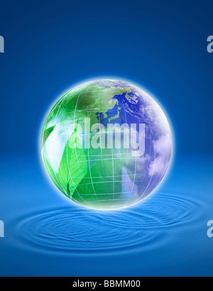 Composito Digitale della balestra sul globo Foto Stock