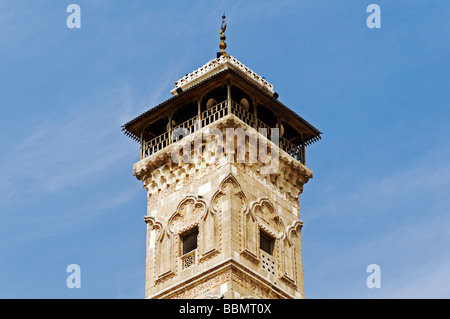 Minareto della moschea degli omayyä di nel centro storico di Aleppo, Siria, Medio Oriente e Asia Foto Stock