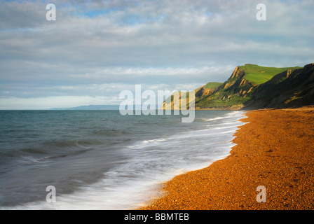 Spiaggia a eype mattina presto Dorset England Regno Unito Foto Stock