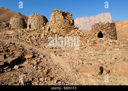 5000 anni di tomba di pietra Al Ayn, Sito Patrimonio Mondiale dell'UNESCO, Hajar al Gharbi montagne, Al Dhahirah regione, Sultanato di Oma Foto Stock