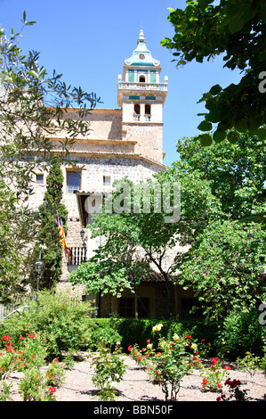 Il monastero certosino da giardini, Valldemossa comune, Maiorca, isole Baleari, Spagna Foto Stock