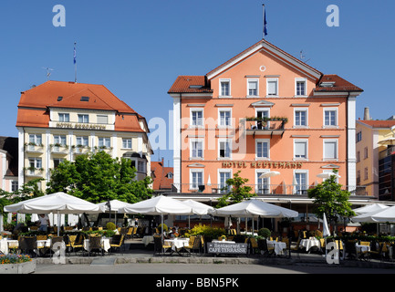 Lindau presso il lago di Costanza beach promenade, Baviera, Germania, Europa Foto Stock