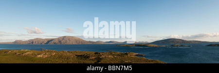 Loch un Siar, e Sud Harris mountain vista, Isle of Harris, Ebridi Esterne, Scozia. Vista panoramica Foto Stock