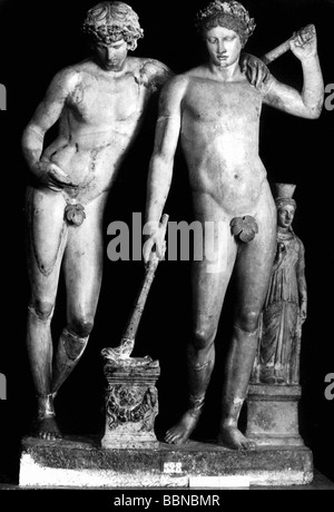Ricino e Pollux, antichi personaggi della leggenda, figli di Zeus e Leda, statua, marmo, Prado, Madrid, Foto Stock