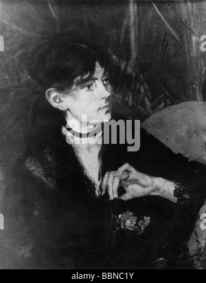 Morisot, Berthe, 14.1.1841 - 2.3.1895, artista francese (pittore), mezza lunghezza di Berthe Morisot con ventilatore, dipinto di Edouard Manet, , Foto Stock