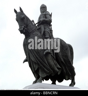 Robert I. 'The Bruce', 11.7.1274 - 7.6.1329, Re di Scozia 1306 - 1329, statua equestre, eretta in occasione del 650th anniversario della battaglia di Bannockburn (23./24.6.1314), 1964, Foto Stock