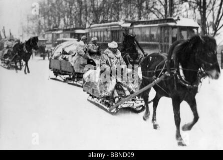 Eventi, Seconda guerra mondiale / seconda guerra mondiale, Finlandia, soldati finlandesi su slitte, guerra d'inverno 1939 - 1940, Foto Stock