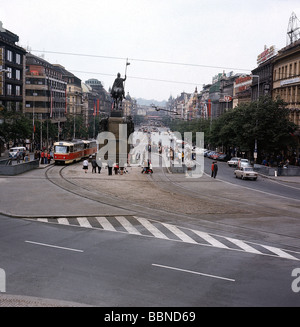 Geografia / viaggio, Repubblica Ceca, Praga / Praga, piazze, Venceslao / Piazza Venceslao, Cecoslovacchia, Via Ceca, Patrimonio Mondiale dell'UNESCO / Siti, Foto Stock