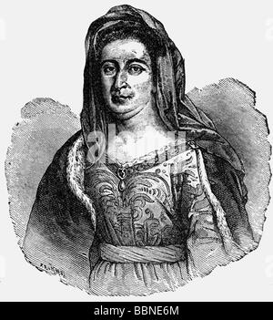 Maintenon, Francoise d' Augigne, Marquise de, 27.11.1635 - 15.4.1719, signora francese, mezza lunghezza, incisione in legno, 19th secolo, , Foto Stock