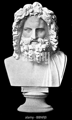 Zeus (in latino: Giove), re greco della vite, capo degli dei, dio del cielo e tuono, ritratto, Zeus di Otricoli, parte di una statua romana, secondo un modello greco, Foto Stock