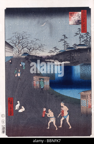 Utagawa Hiroshige, Cento famose vedute di Edo, Aoi pendio al di fuori Toranomon, Toranomon gai Aoizaka, Foto Stock