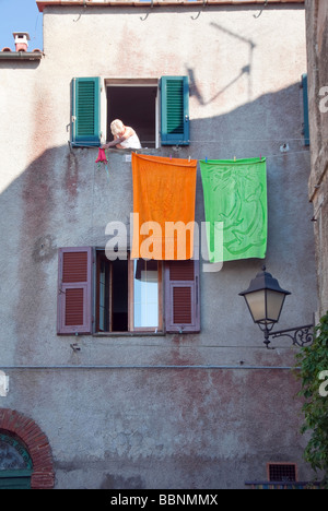 Giglio Castello il piccolo villaggio sull'Isola del Giglio o Isola del Giglio fuori della costa toscana Foto Stock