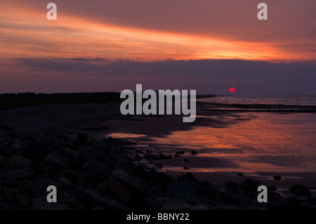 Tramonto sulla baia di Spey/Portgordon Foto Stock