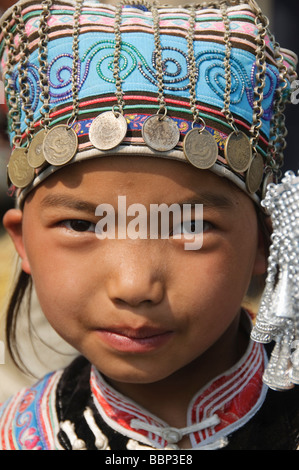 Carino Hani ragazza di minoranza in Cina Yuanyang Foto Stock